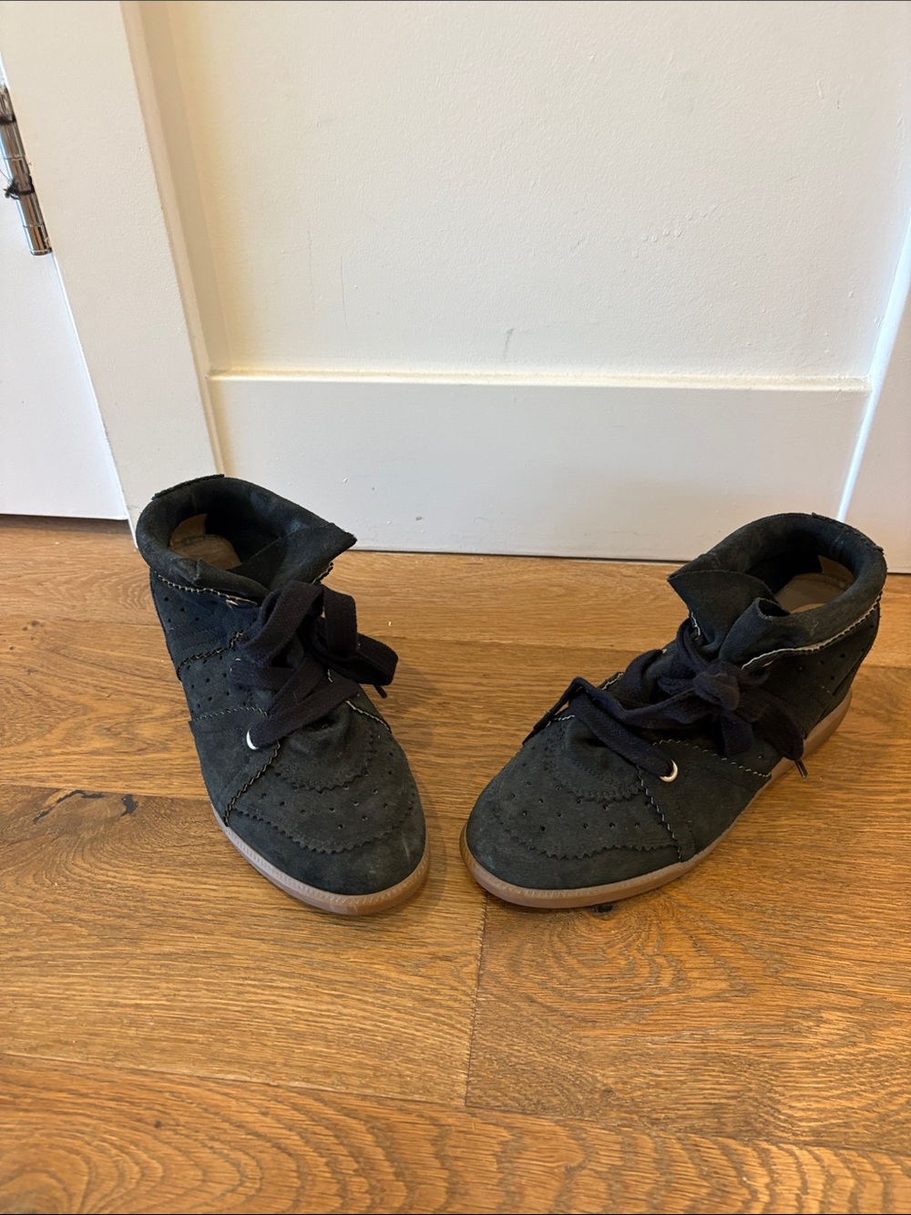 Isabel Marant Etoile Bobby Sneaker in Black Suede High-Top Sneakers